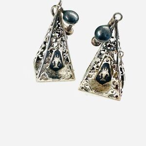 925 Sterling Silver Vintage Siam Earrings